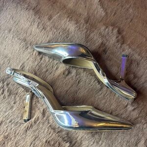 Elegant Silver Slingback Heels